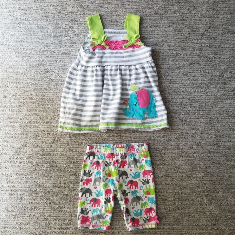 4T Elephant Print Shorts and Top Set by Nannette